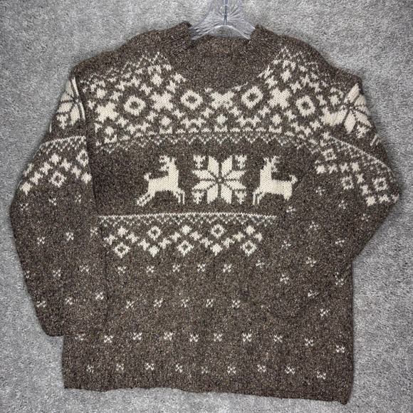 croft & barrow Other - Croft & Barrow Hand Knitted Silk Wool Mohair Reindeer Fair Isle Sweater Mens L